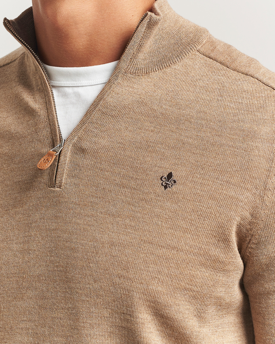 Men | Sweaters & Knitwear | Morris | John Merino Half Zip Camel