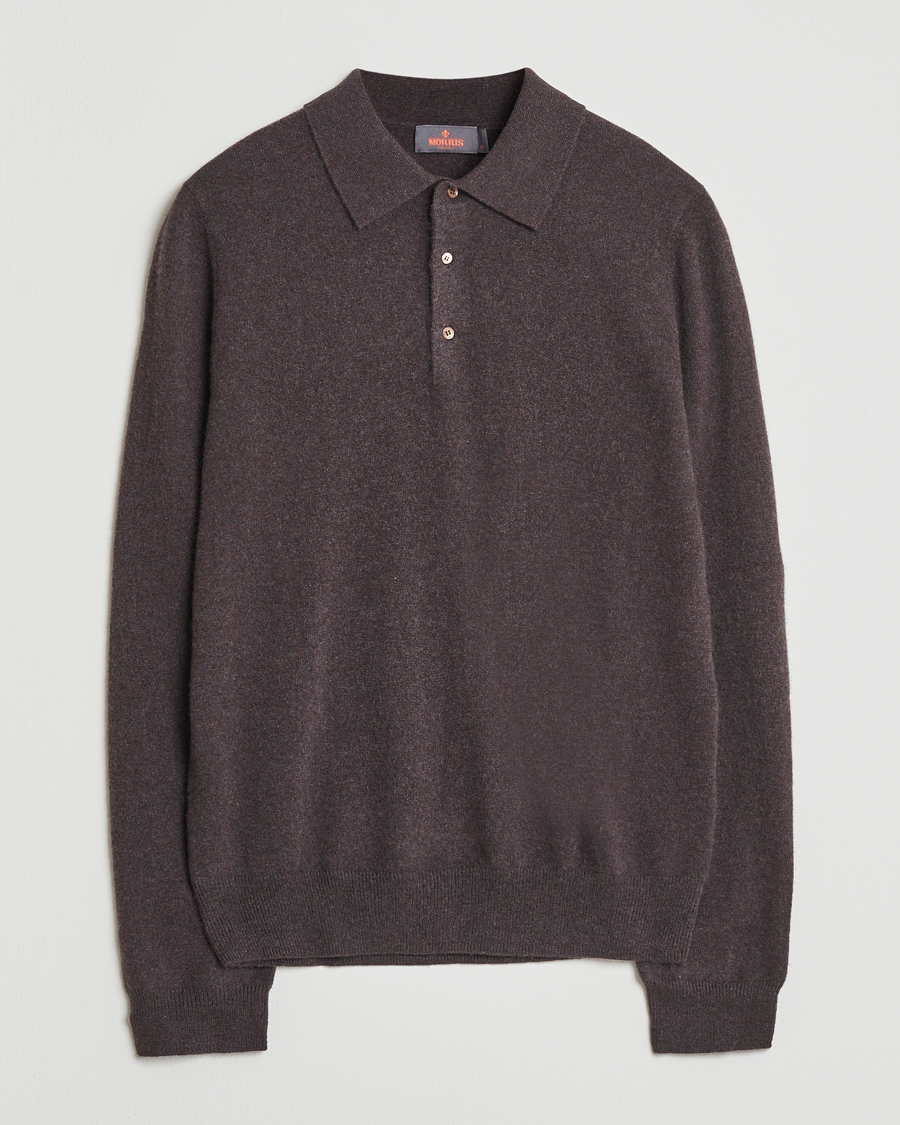 Men | Sweaters & Knitwear | Morris | Cashmere Polo Neck Brown