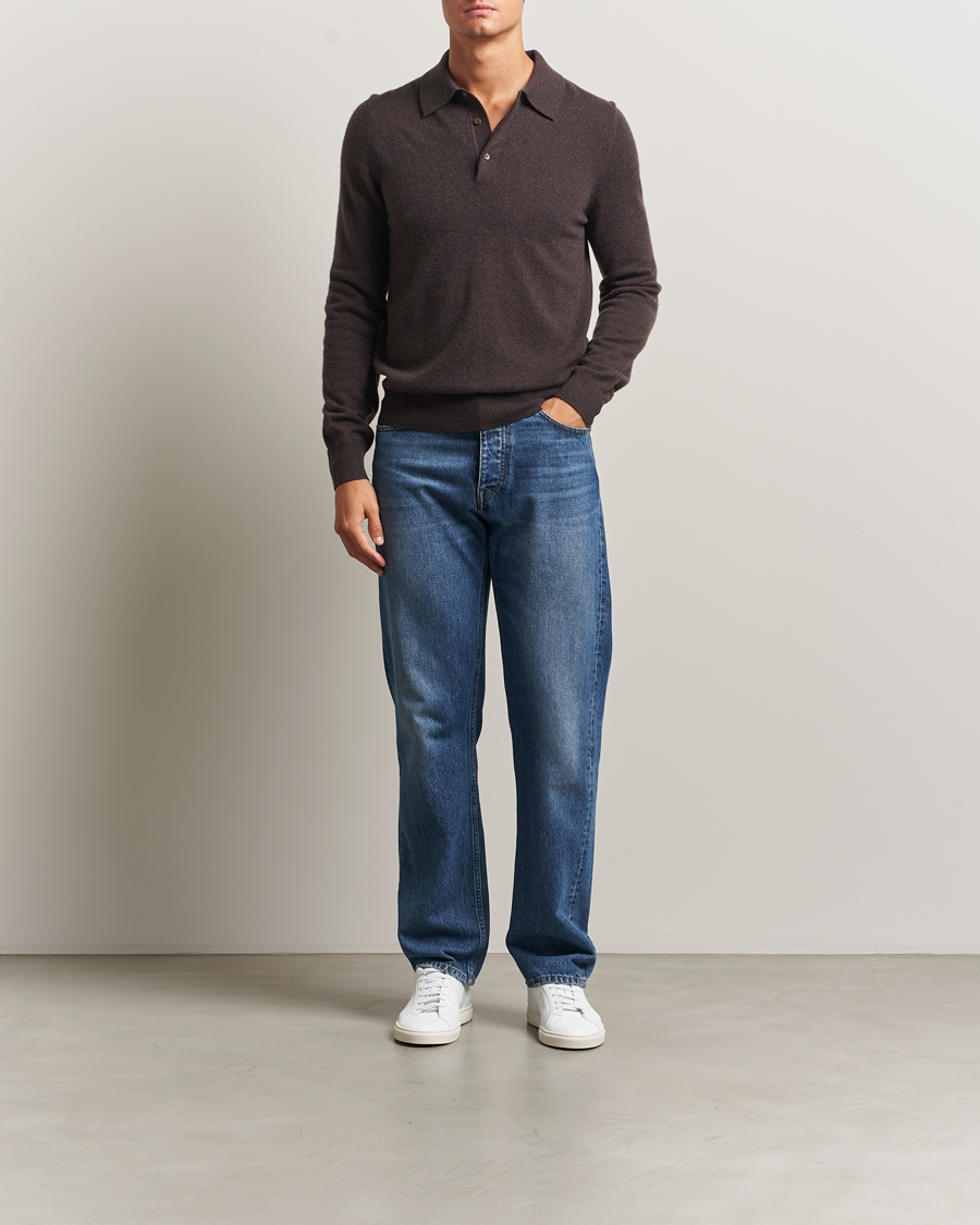Men | Sweaters & Knitwear | Morris | Cashmere Polo Neck Brown