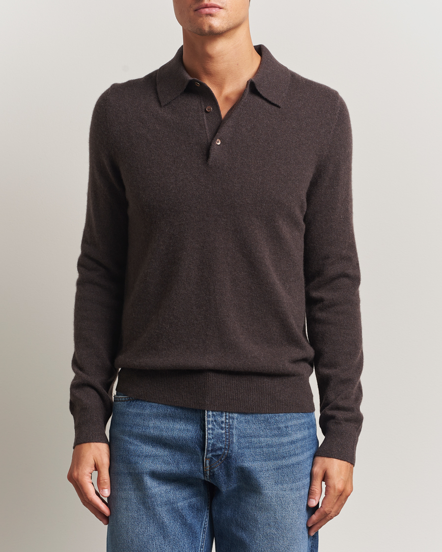 Men | Sweaters & Knitwear | Morris | Cashmere Polo Neck Brown