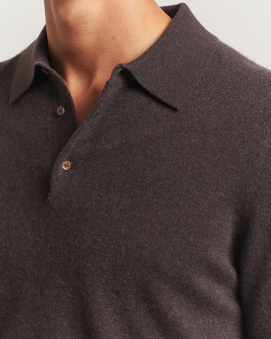Men | Sweaters & Knitwear | Morris | Cashmere Polo Neck Brown