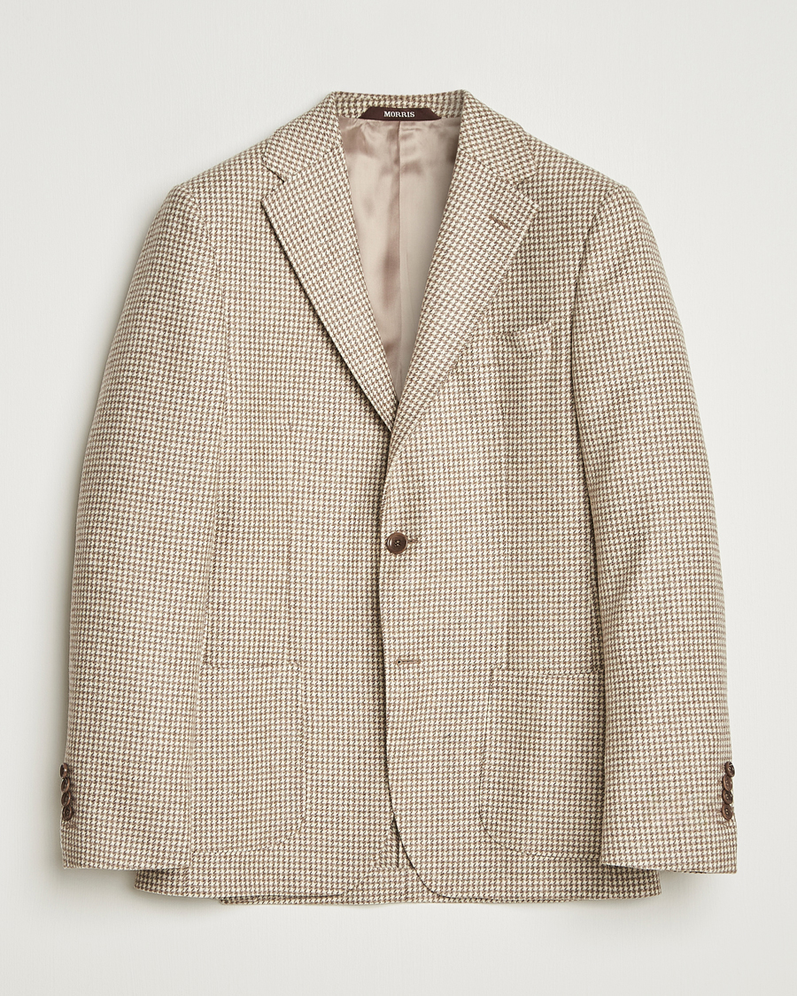 Men | Blazers | Morris | Wool Silk Houndstooth Blazer Khaki