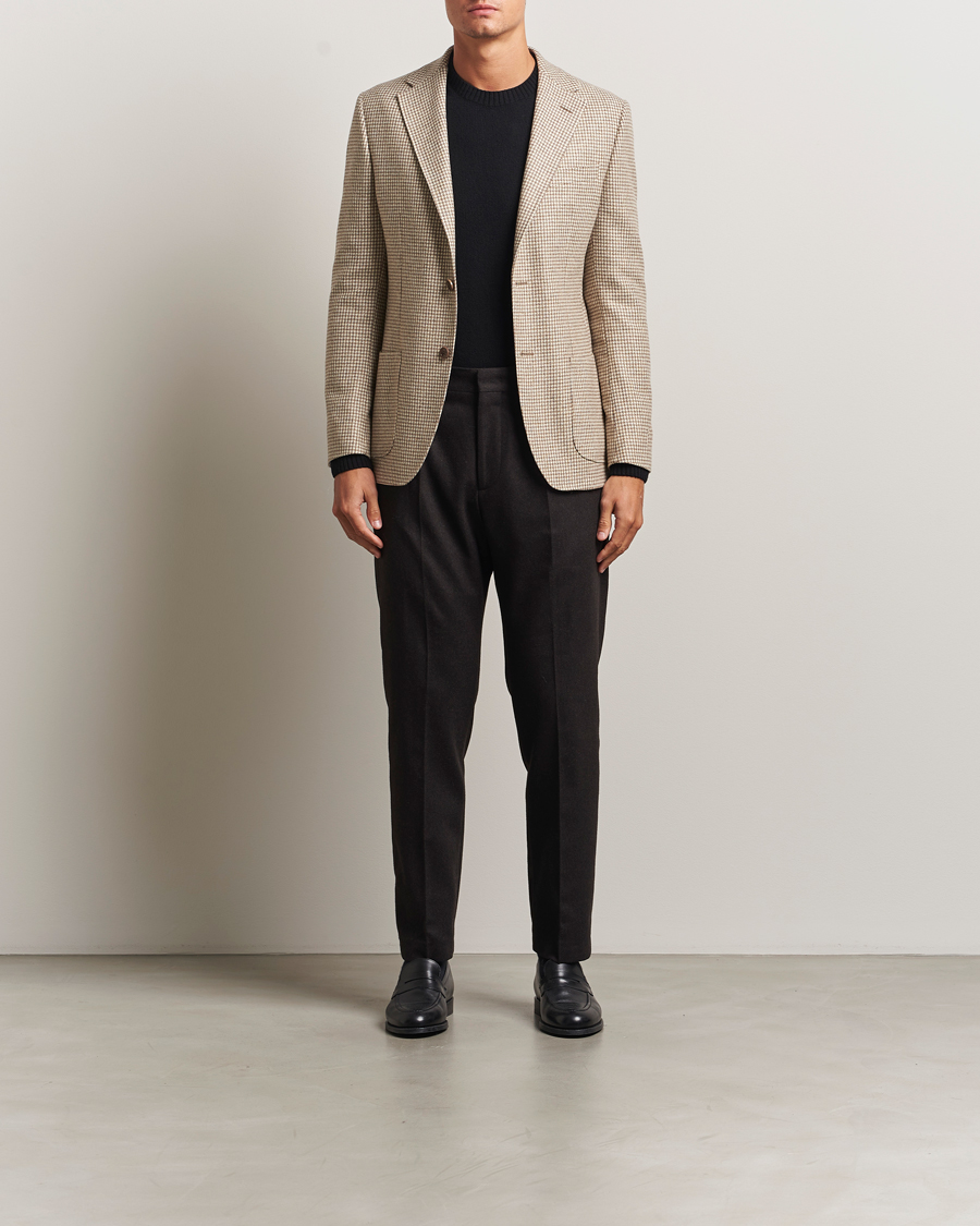 Men | Blazers | Morris | Wool Silk Houndstooth Blazer Khaki