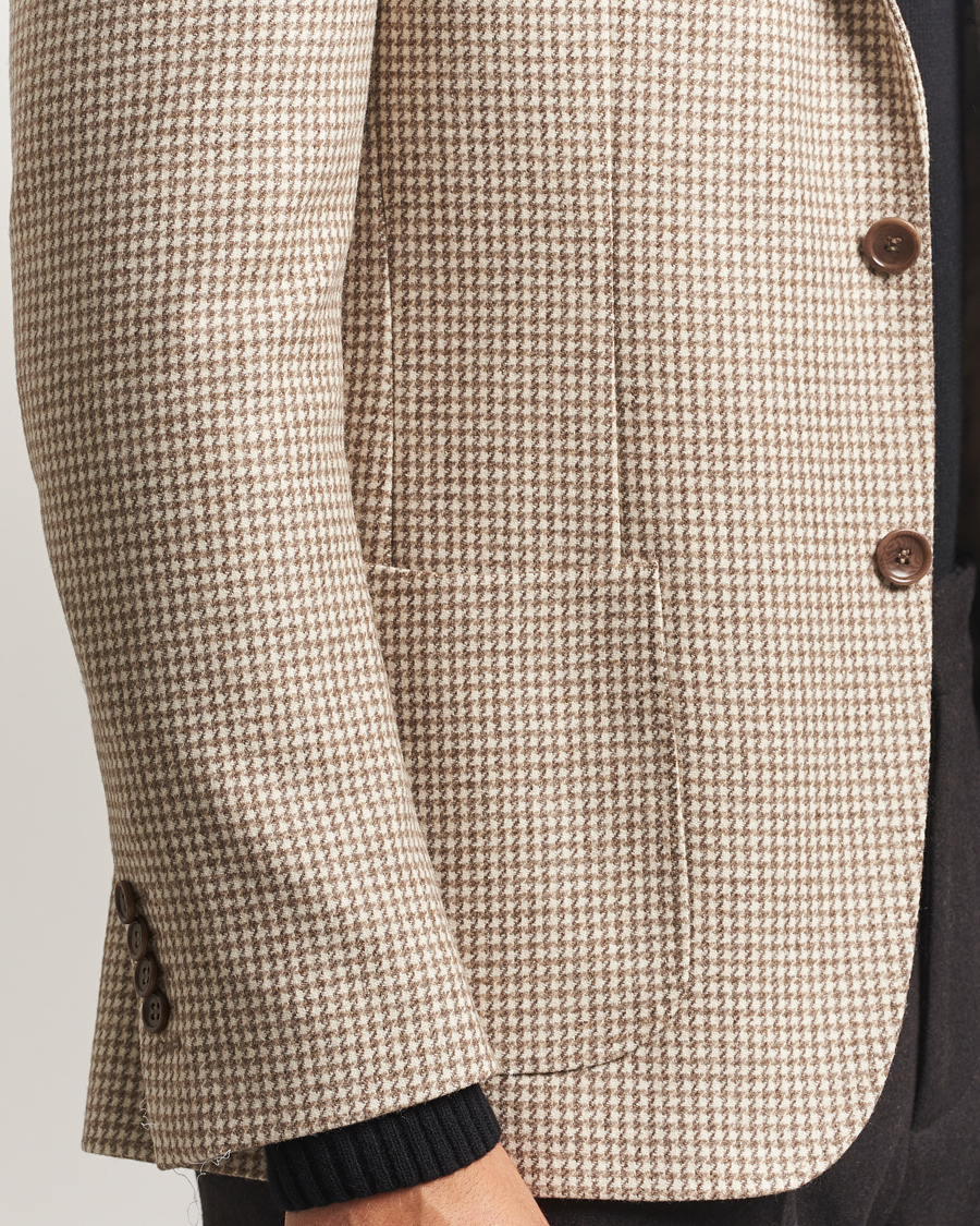 Men | Blazers | Morris | Wool Silk Houndstooth Blazer Khaki