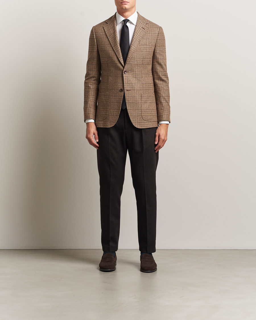 Men | Blazers | Morris | Wool Silk Houndstooth Blazer Brown