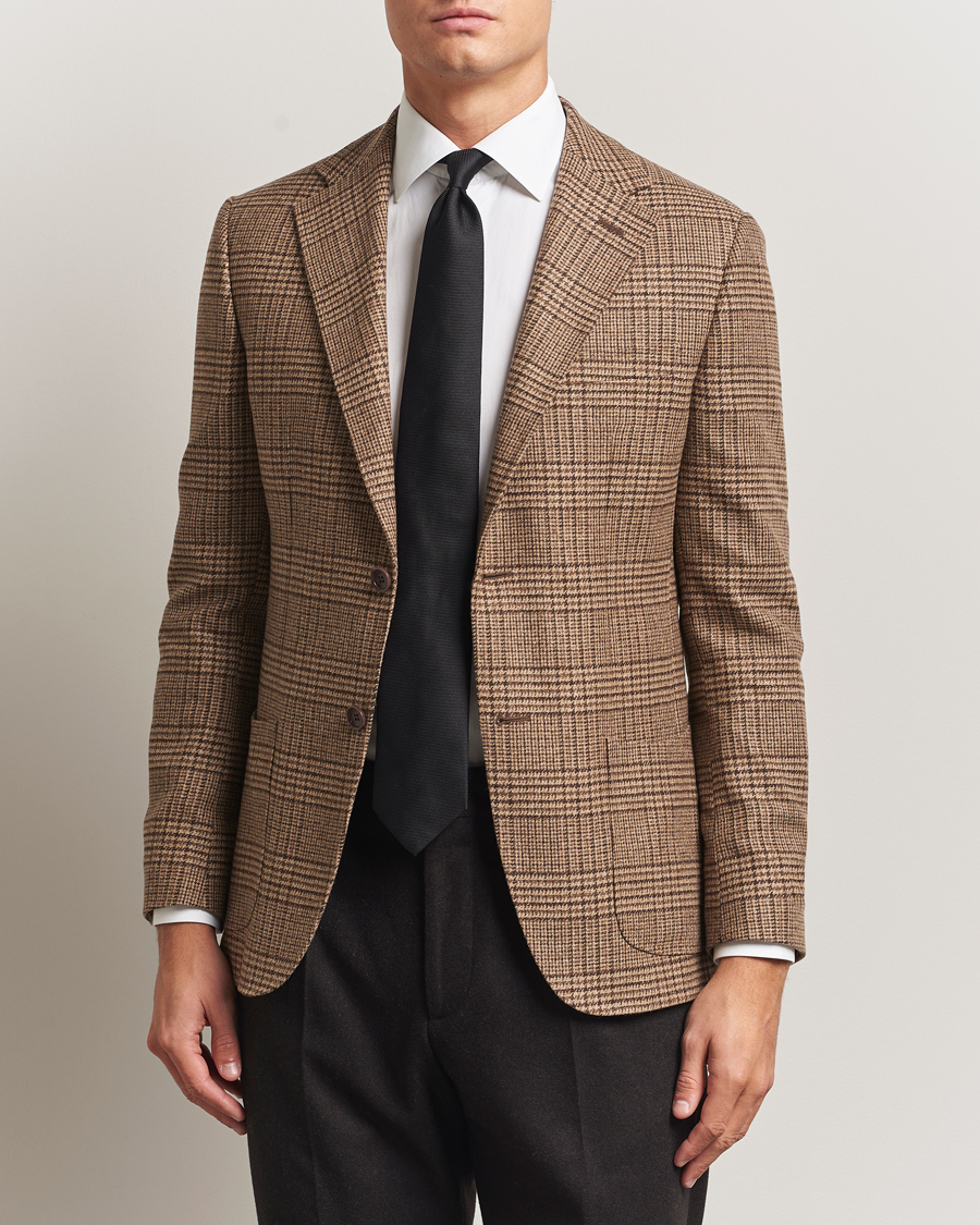 Men | Blazers | Morris | Wool Silk Houndstooth Blazer Brown