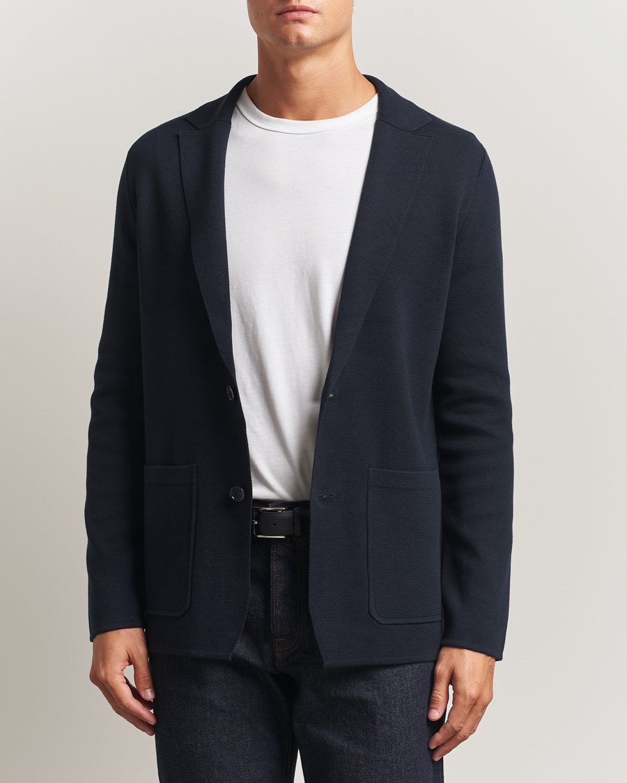 Men | Blazers | Morris | Jake Knitted Blazer Old Blue