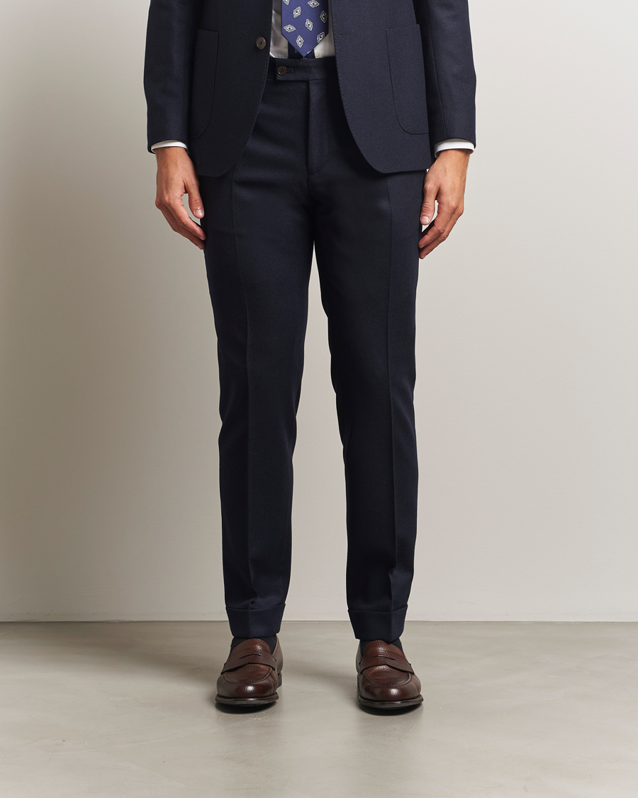 Men | Trousers | Morris | Jack Flannel Trousers Navy