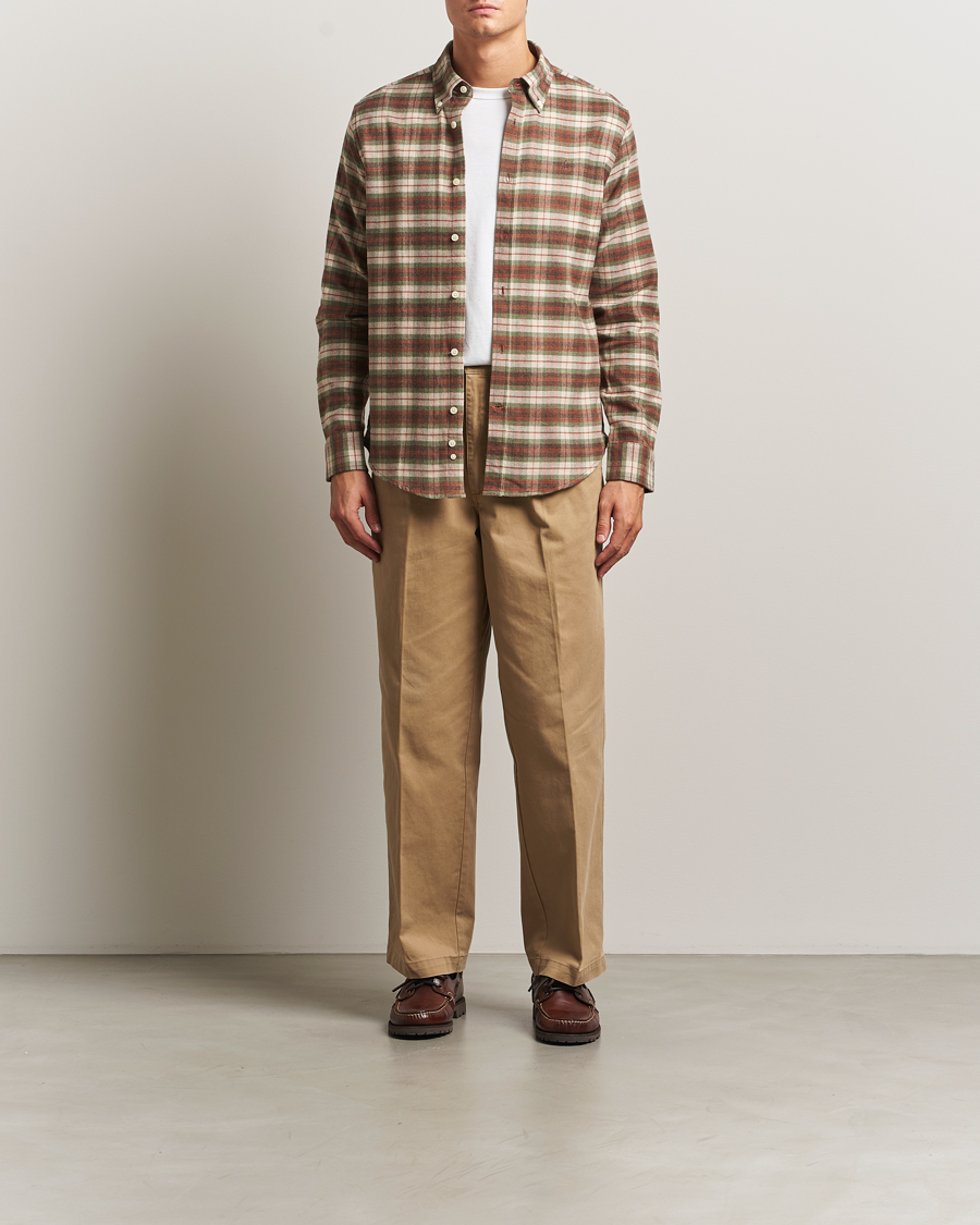 Men | Shirts | Morris | Flannel Check Shirt Olive