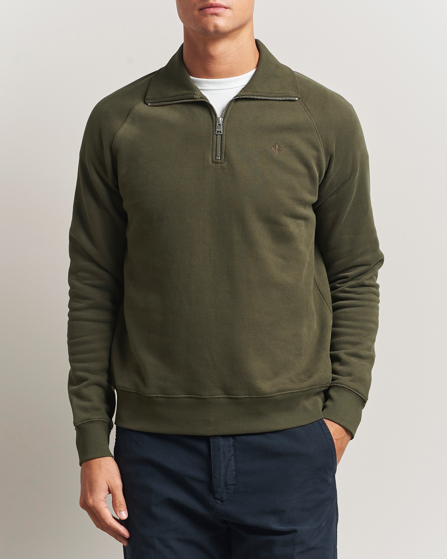 Morris Maryon Half Zip Sweatshirt Olive at CareOfCarl.com