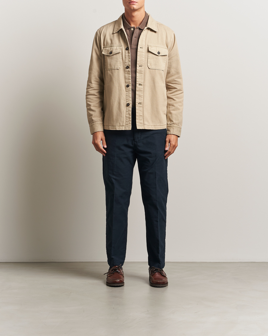 Morris Alain Twill Shirt Jacket Khaki at CareOfCarl.com