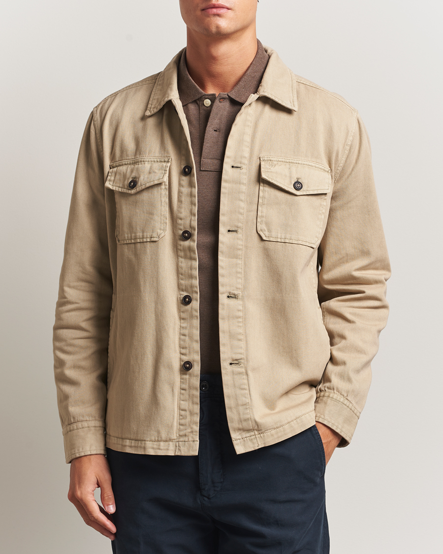 Morris Alain Twill Shirt Jacket Khaki at CareOfCarl.com