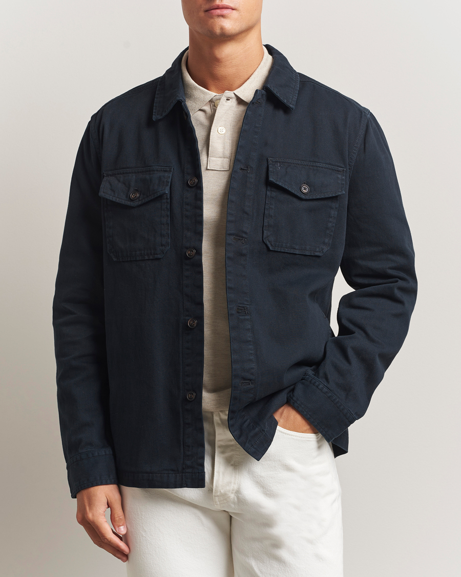 Morris Alain Twill Shirt Jacket Old Blue at CareOfCarl.com