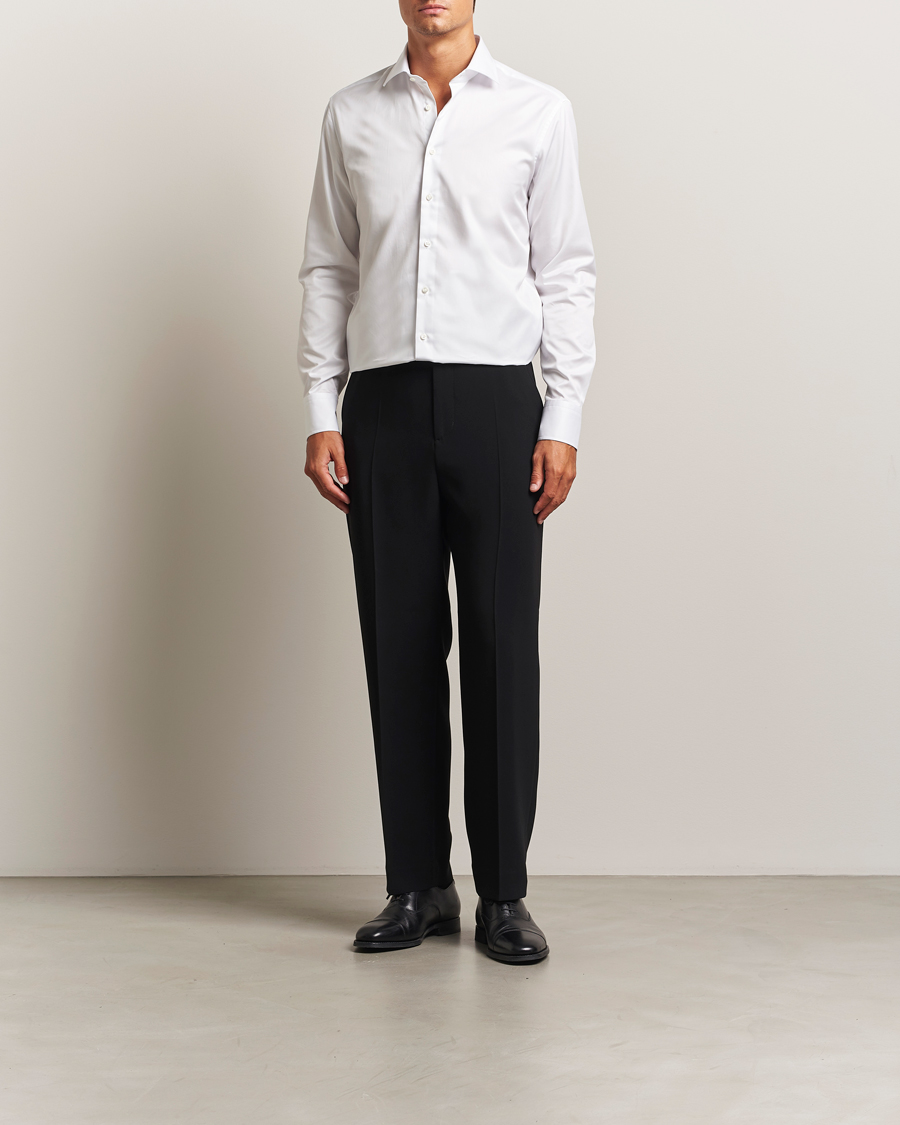 Men | Shirts | Stenströms | Regular Fit Cotton Twill Shirt White