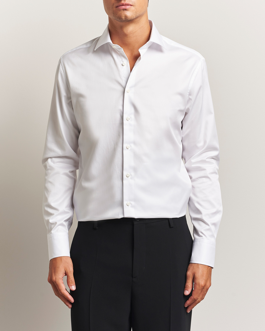 Men | Shirts | Stenströms | Regular Fit Cotton Twill Shirt White