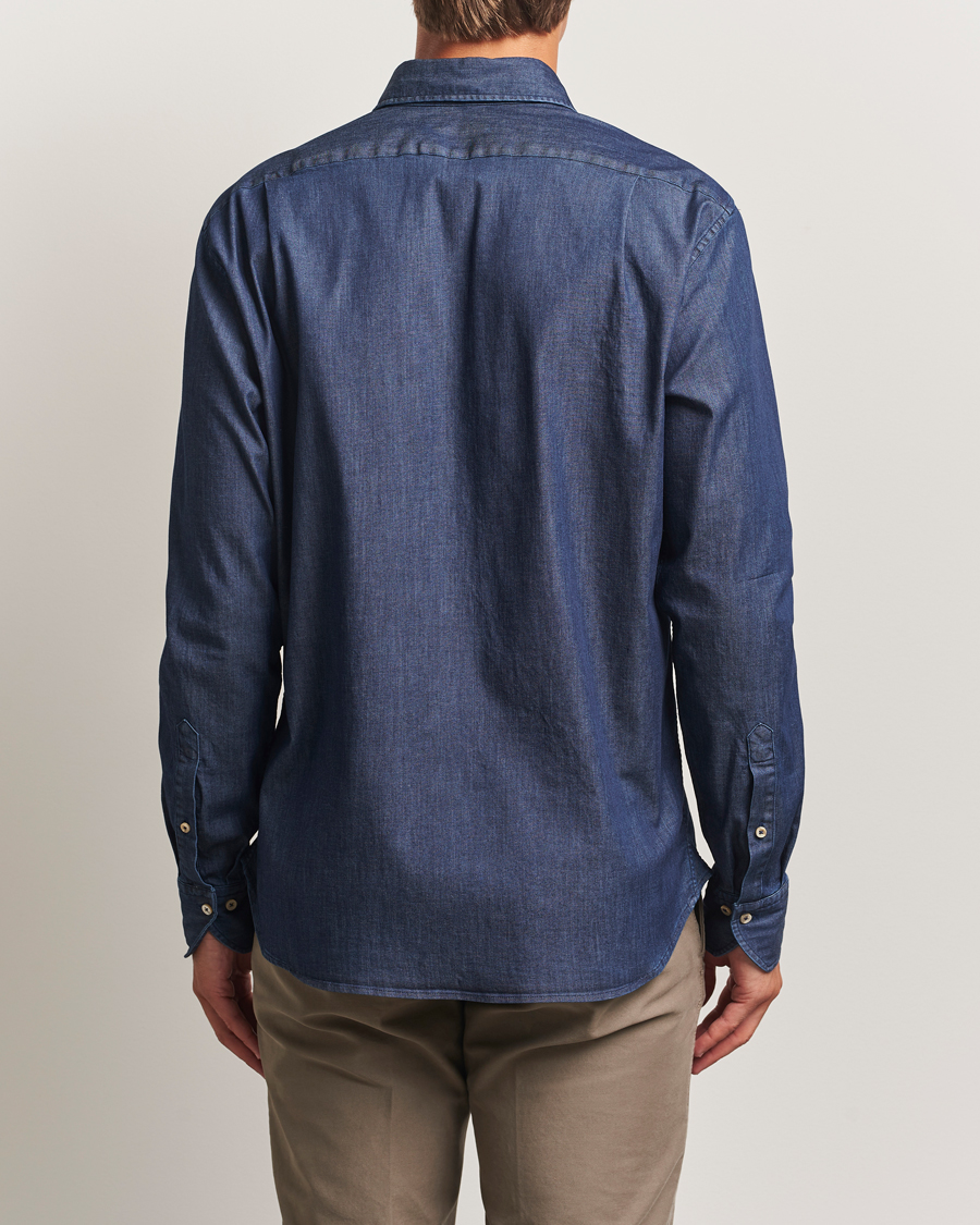 Men | Shirts | Stenströms | Regular Fit Garment Washed Shirt Dark Denim