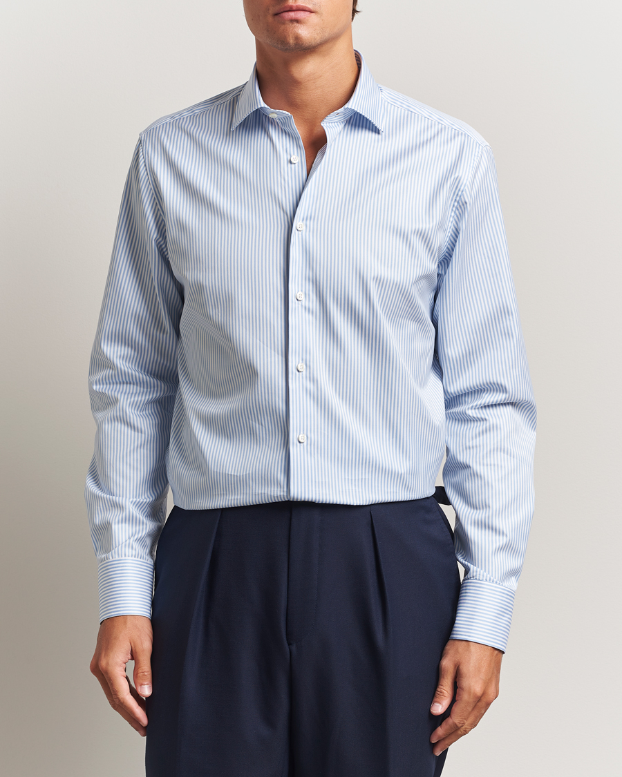 Men | Shirts | Stenströms | Regular Fit Striped Cut Away Shirt Blue/White