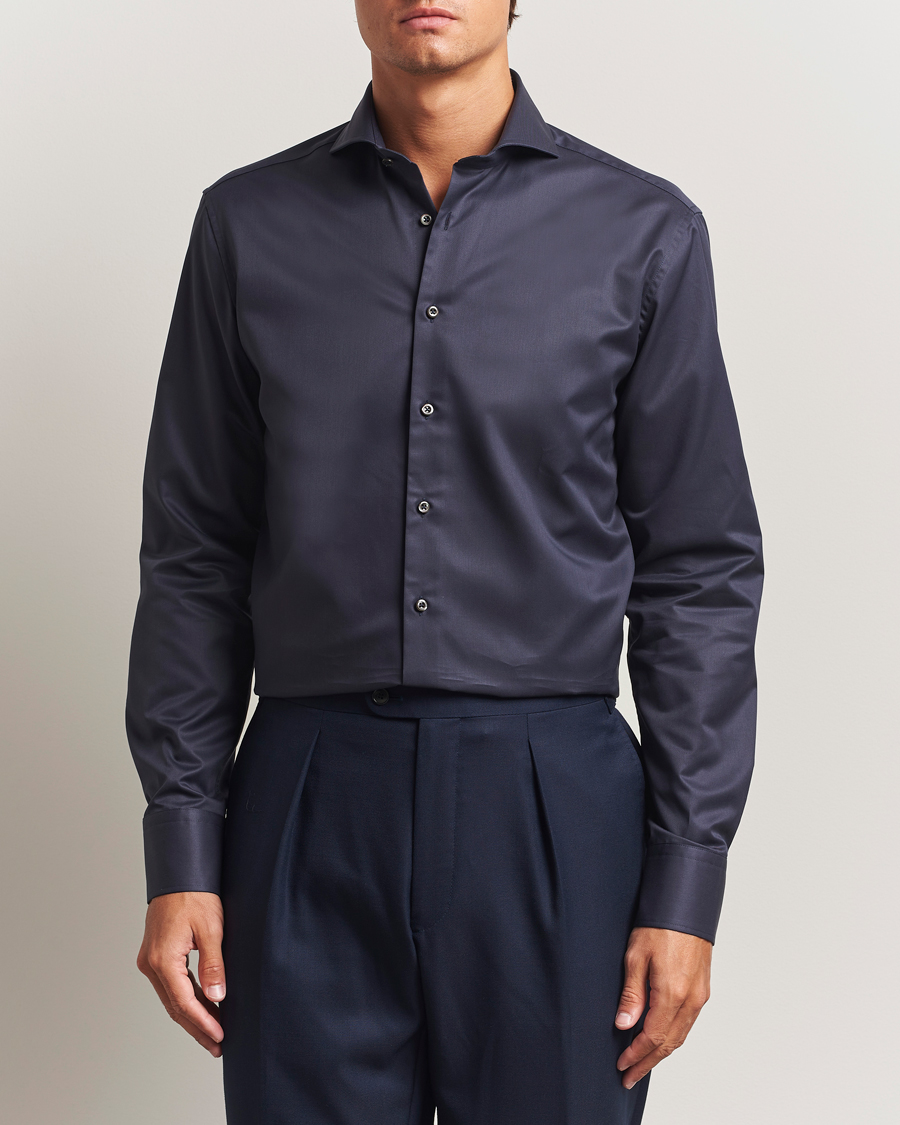 Men | Shirts | Stenströms | Regular Fit Extreme Cut Away Shirt Navy