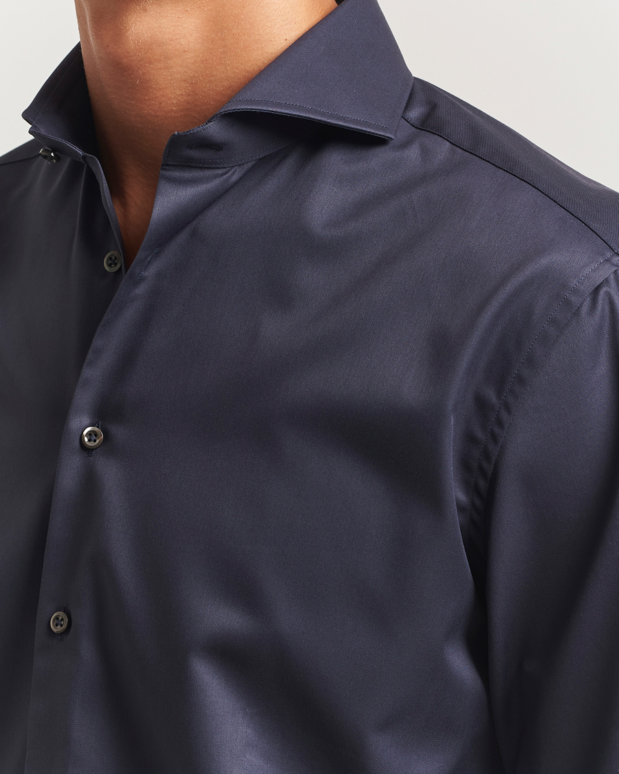 Men | Shirts | Stenströms | Regular Fit Extreme Cut Away Shirt Navy