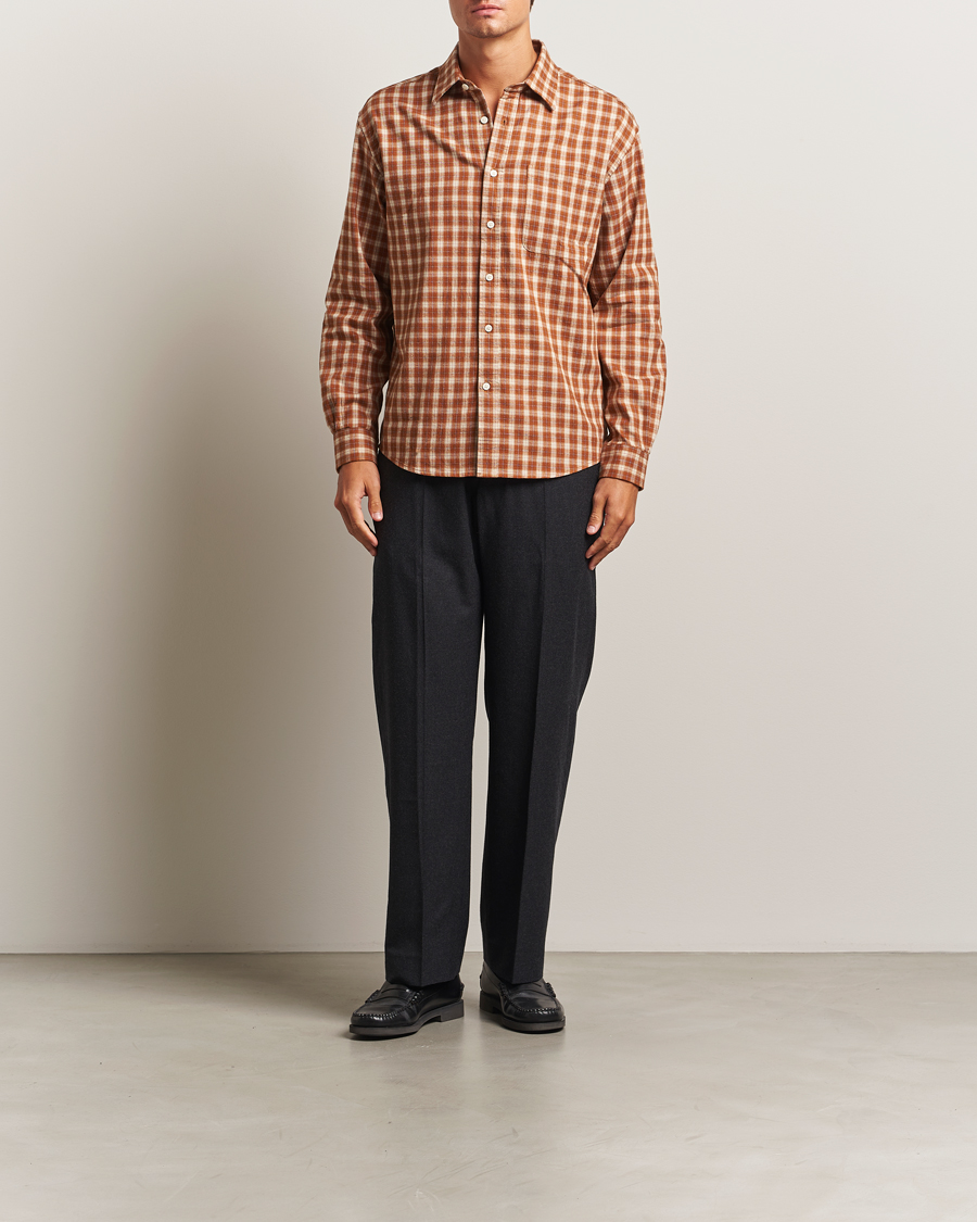 Men | Shirts | NN07 | Deon Flannel Checked Shirt Light Brown