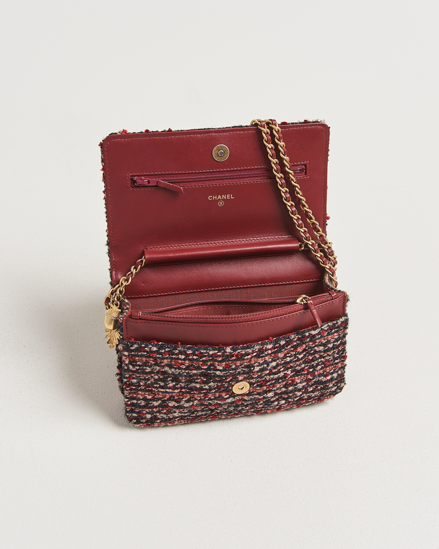 Men | Pre-Owned & Vintage Bags | Chanel Pre-Owned | Tweed Wallet On Chain Red