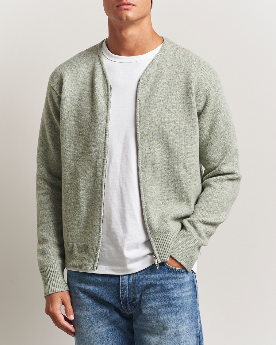 Men | Sweaters & Knitwear | Sunflower | Donegal Zip Cardigan Green