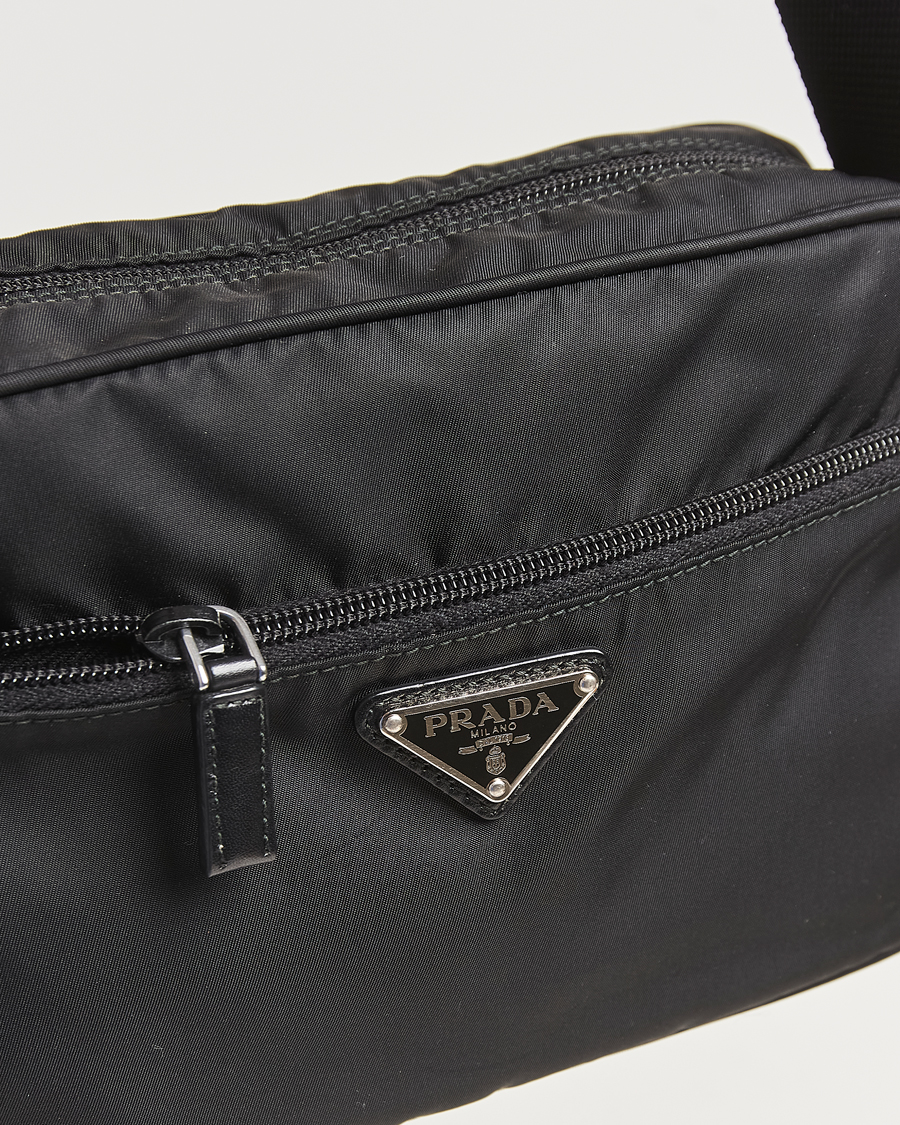 Men | Prada Pre-Owned Tessuto Nylon Leather Shoulder Bag Black | Prada Pre-Owned | Tessuto Nylon Leather Shoulder Bag Black