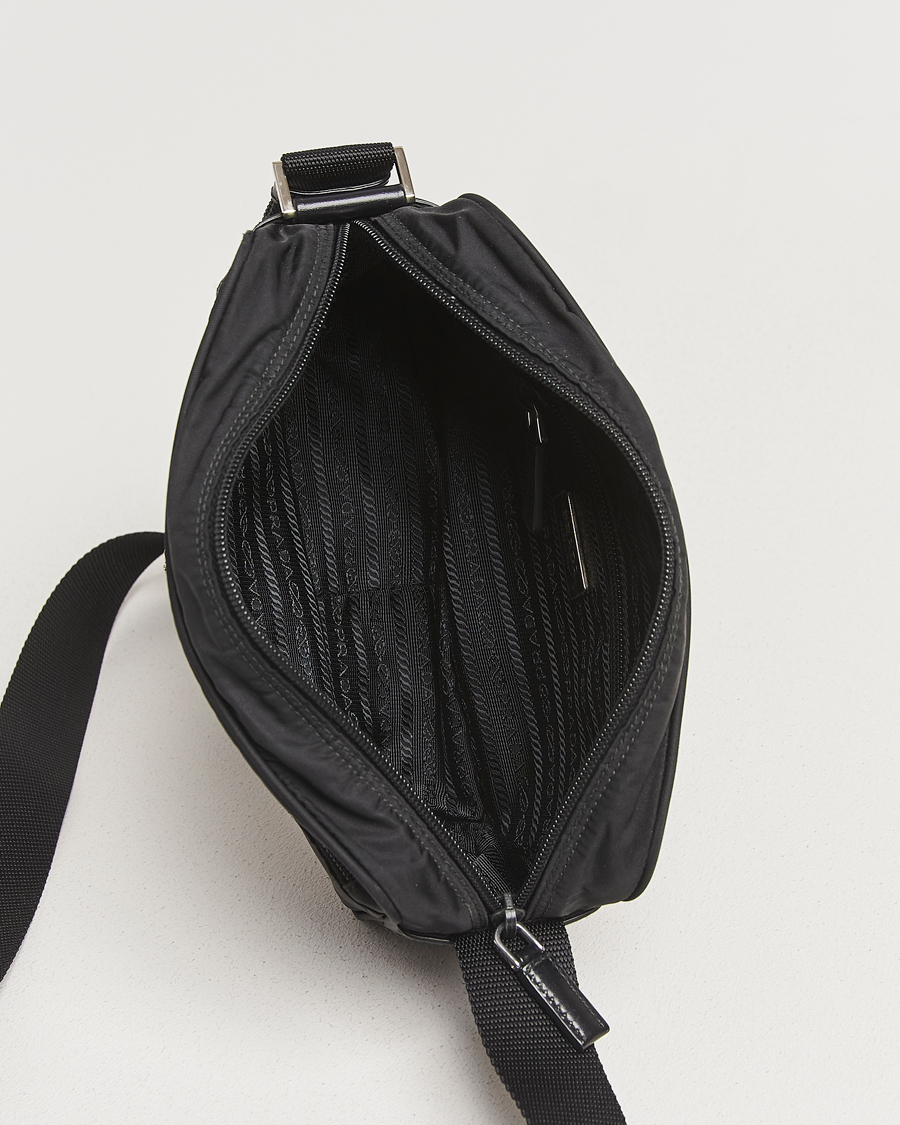 Men | Prada Pre-Owned Tessuto Nylon Leather Shoulder Bag Black | Prada Pre-Owned | Tessuto Nylon Leather Shoulder Bag Black