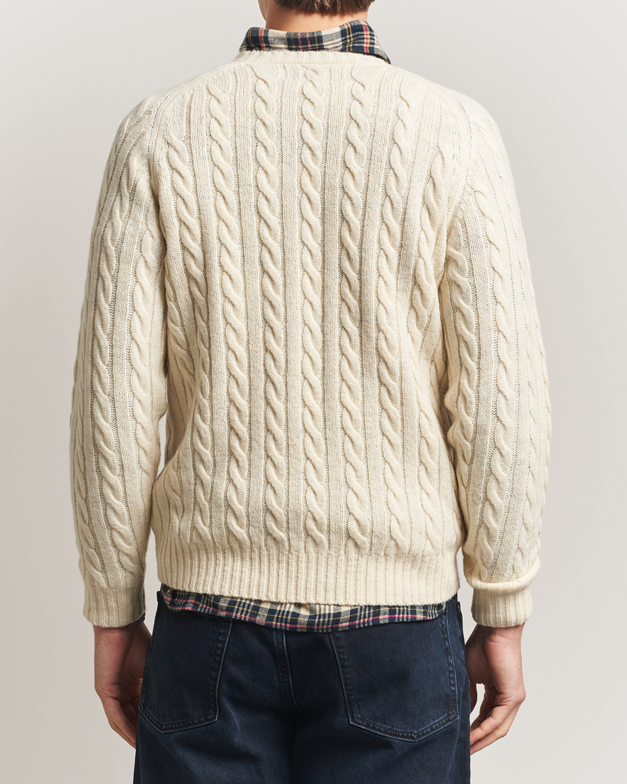 Men | Sweaters & Knitwear | BEAMS PLUS | Cable Crew Neck Sweater Off White