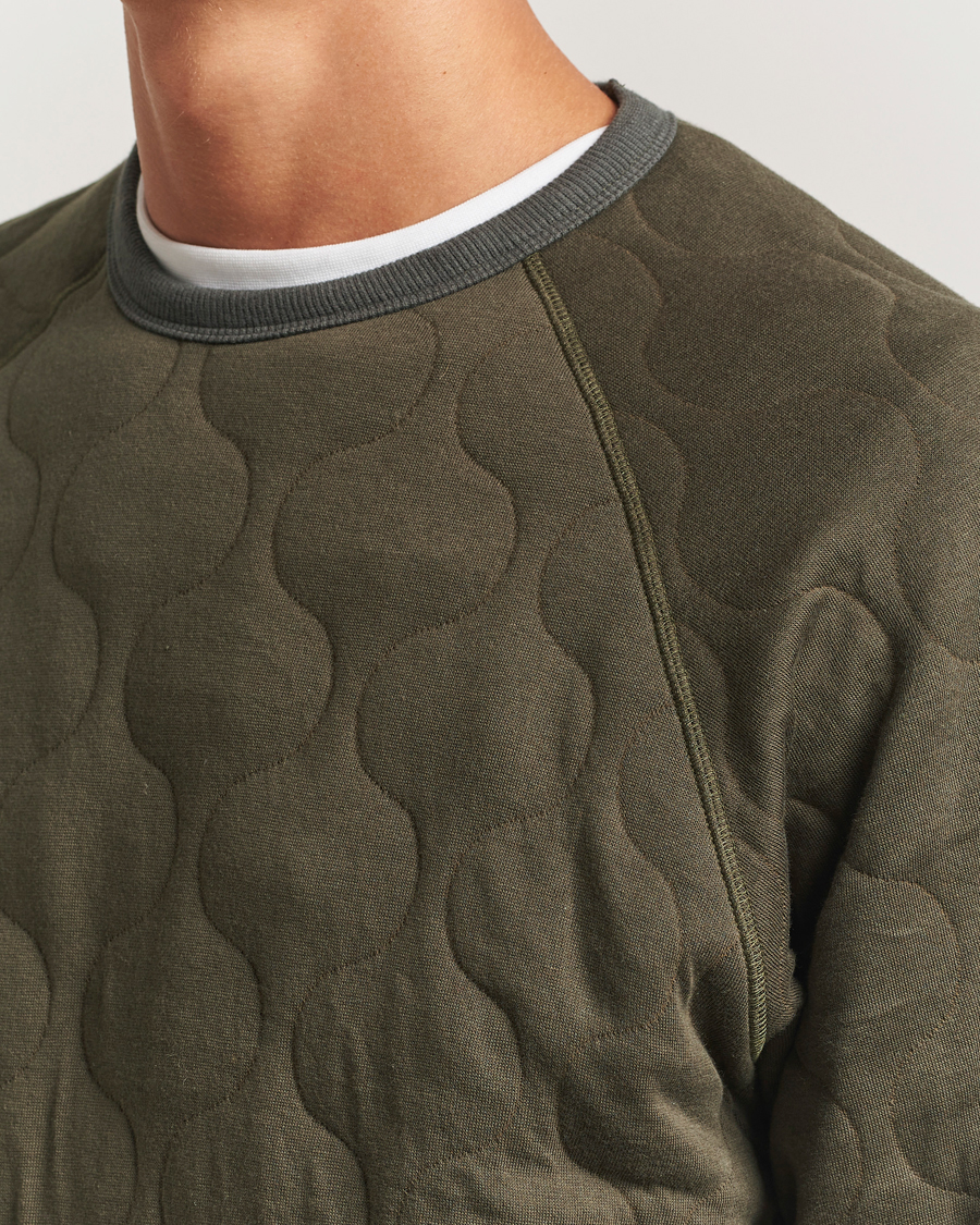 BEAMS PLUS MIL Quilt Crew Neck Olive at CareOfCarl.com