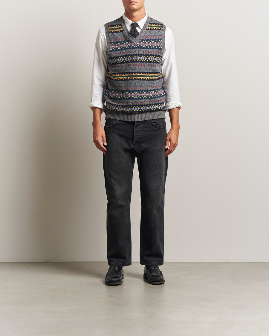 Men | Sweaters & Knitwear | BEAMS PLUS | Fairisle Knit Vest Grey