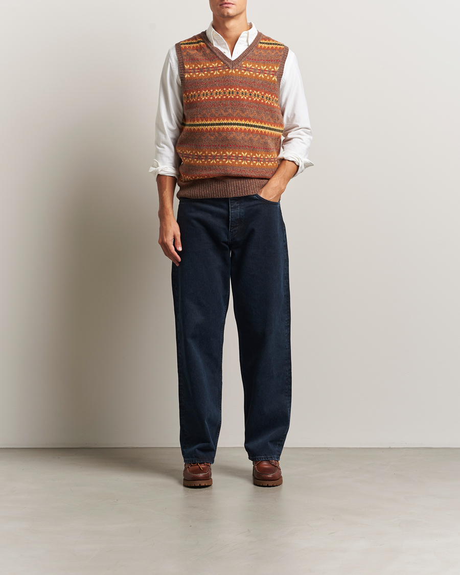 Men | Sweaters & Knitwear | BEAMS PLUS | Fairisle Knit Vest Light Brown