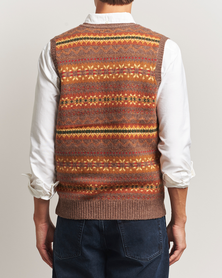Men | Sweaters & Knitwear | BEAMS PLUS | Fairisle Knit Vest Light Brown