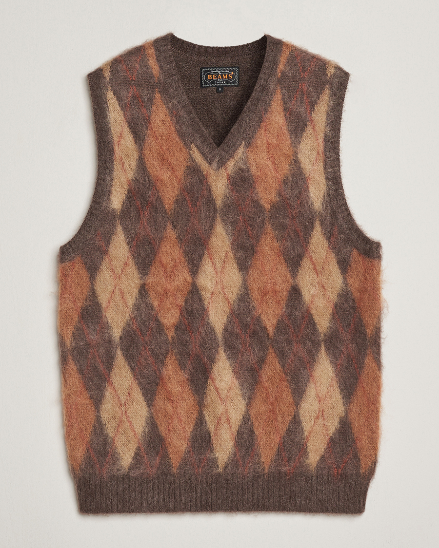 Men | Sweaters & Knitwear | BEAMS PLUS | Mohair Knit Vest Brown