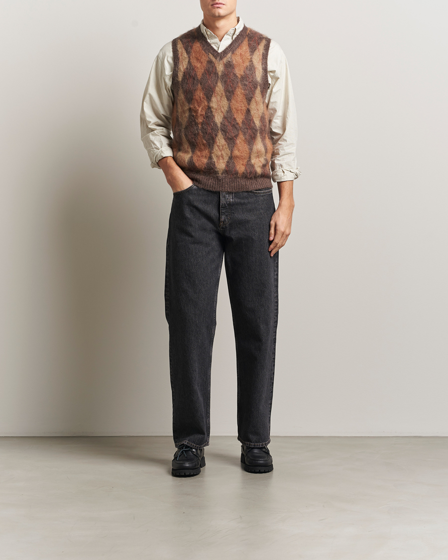 BEAMS PLUS Mohair Knit Vest Brown at CareOfCarl.com