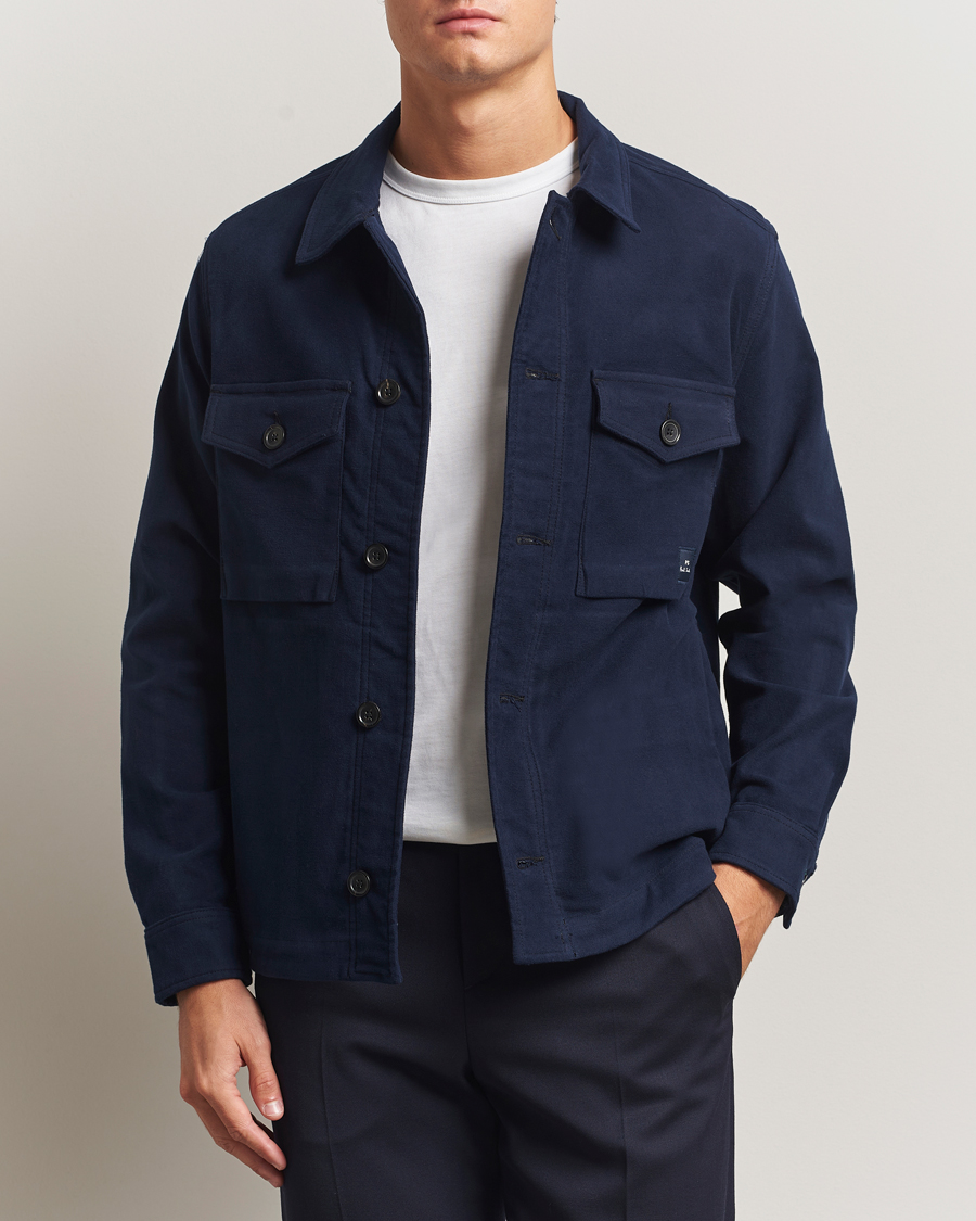 PS Paul Smith Cotton Shirt Jacket Blue at CareOfCarl.com