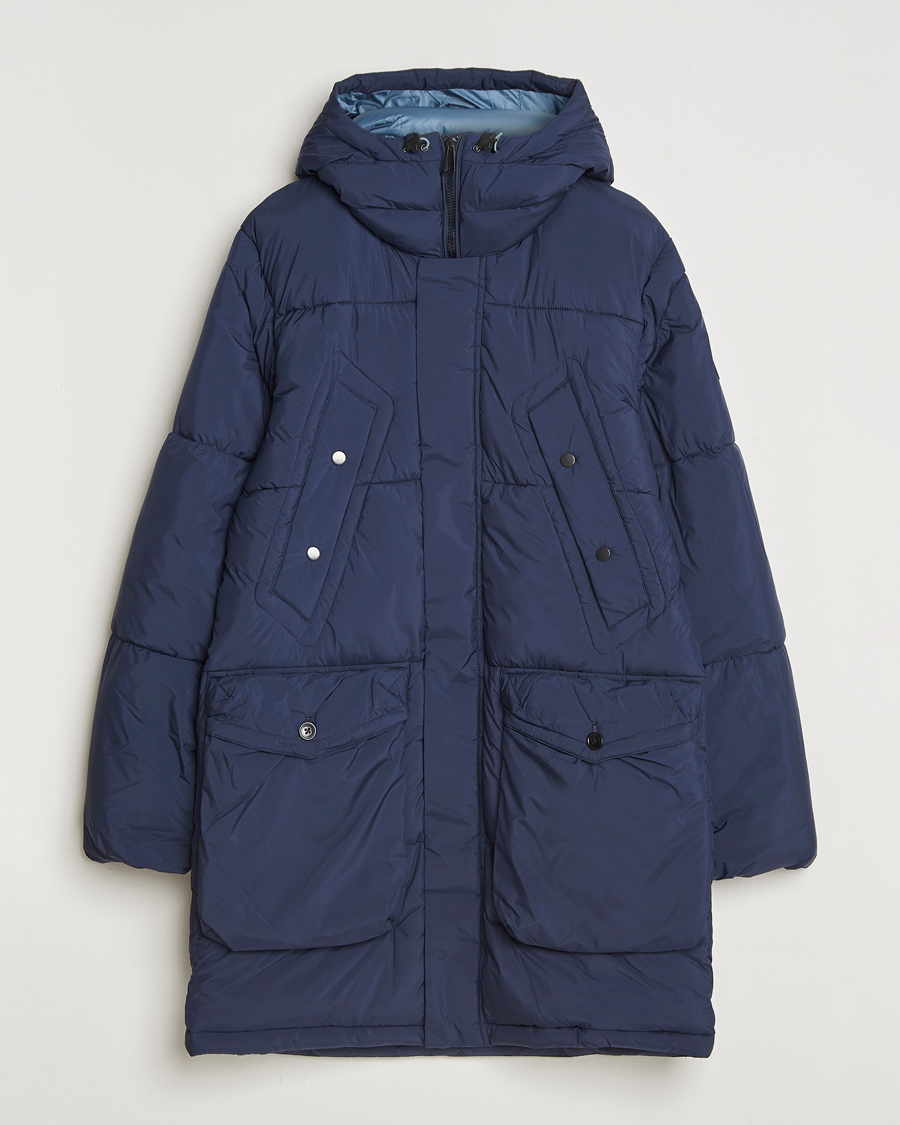 PS Paul Smith Fibre Down Hooded Parka Dark Blue at CareOfCarl.com