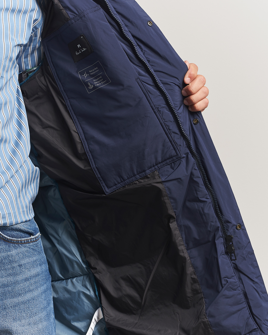 PS Paul Smith Fibre Down Hooded Parka Dark Blue at CareOfCarl.com