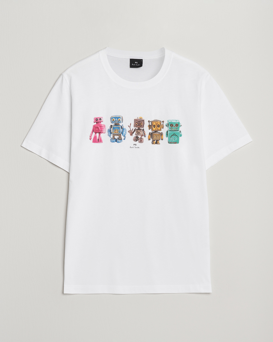 Men | T-Shirts | PS Paul Smith | Robots Crew Neck T-Shirt White
