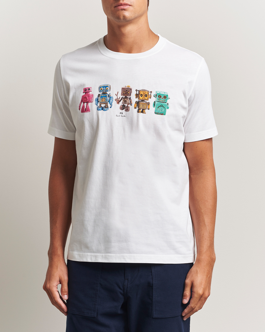 Men | T-Shirts | PS Paul Smith | Robots Crew Neck T-Shirt White