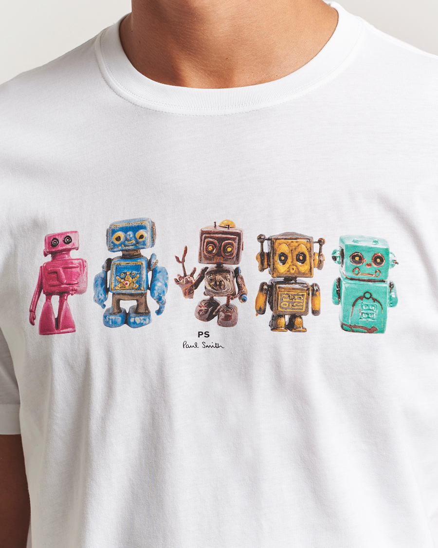 Men | T-Shirts | PS Paul Smith | Robots Crew Neck T-Shirt White