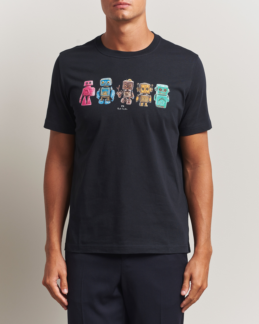 Men | T-Shirts | PS Paul Smith | Robots Crew Neck T-Shirt Blue