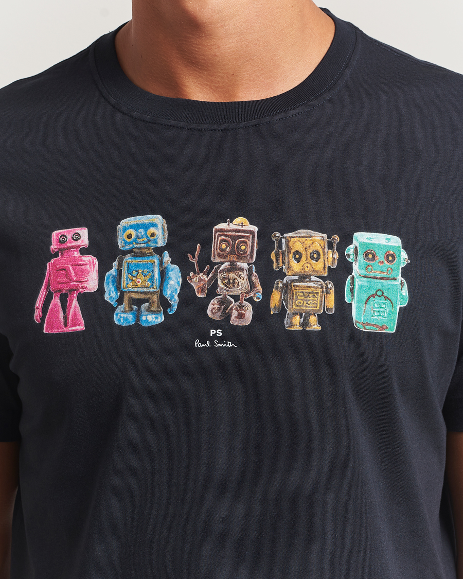 Men | T-Shirts | PS Paul Smith | Robots Crew Neck T-Shirt Blue