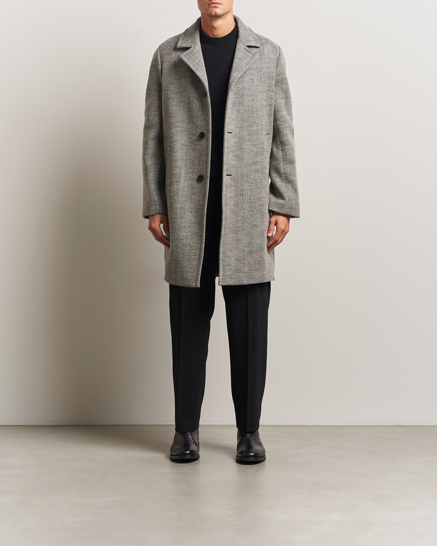 Paul Smith Wool Herringbone Coat Grey at CareOfCarl.com