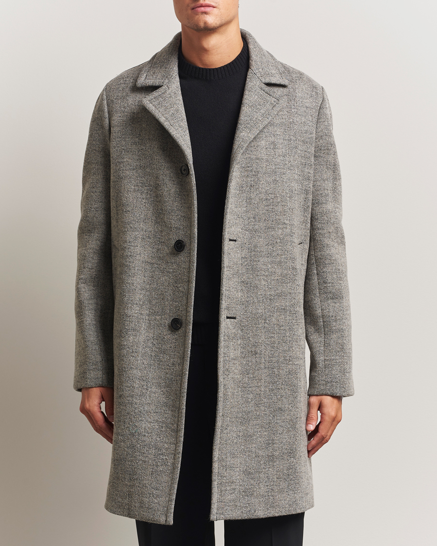 Paul Smith Wool Herringbone Coat Grey at CareOfCarl.com