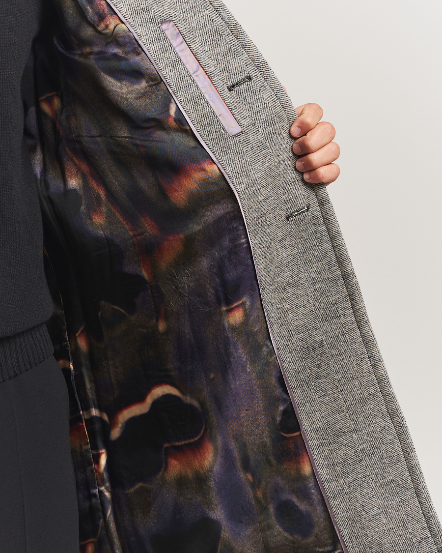 Paul Smith Wool Herringbone Coat Grey at CareOfCarl.com