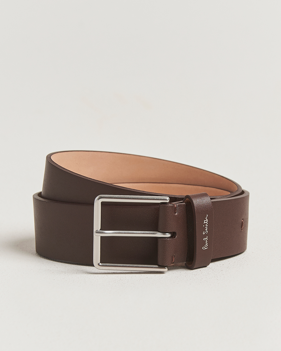 Men | Belts | Paul Smith | Stitch Leather Belt Dark Brown