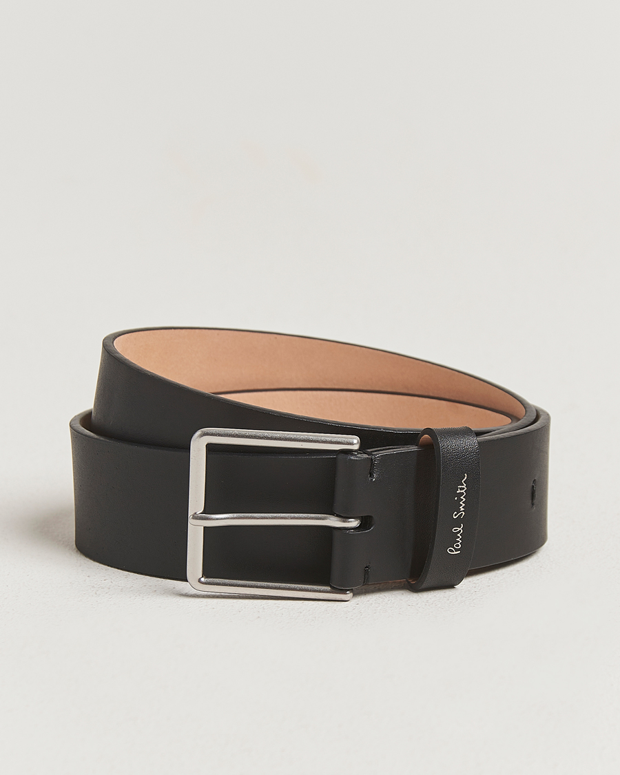 Men | Belts | Paul Smith | Stitch Leather Belt Black