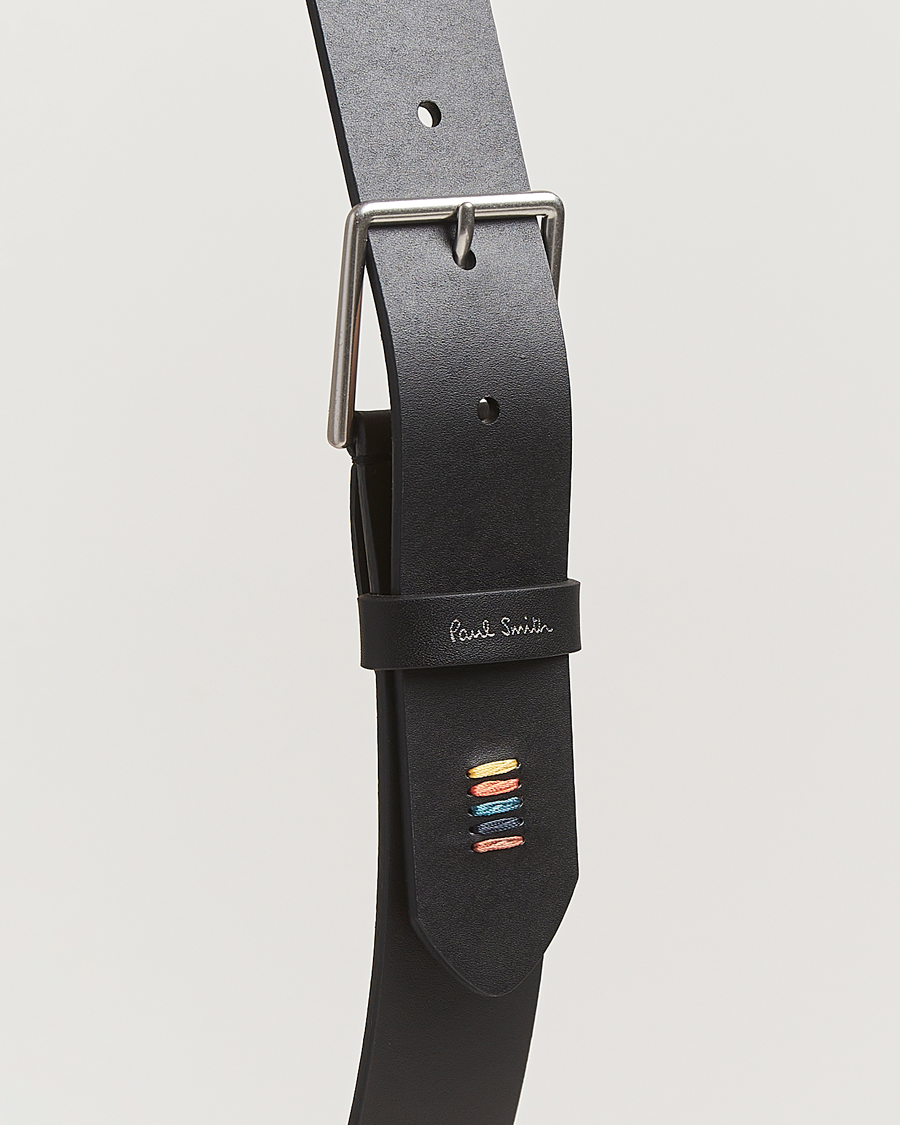 Men | Belts | Paul Smith | Stitch Leather Belt Black