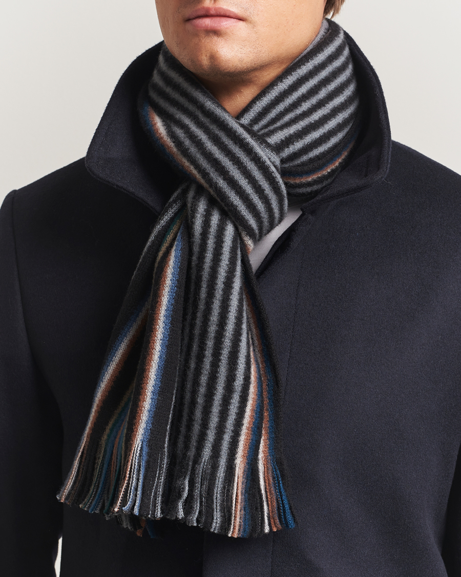 Men | Paul Smith Merino Wool Striped Scarf Black Multi | Paul Smith | Merino Wool Striped Scarf Black Multi